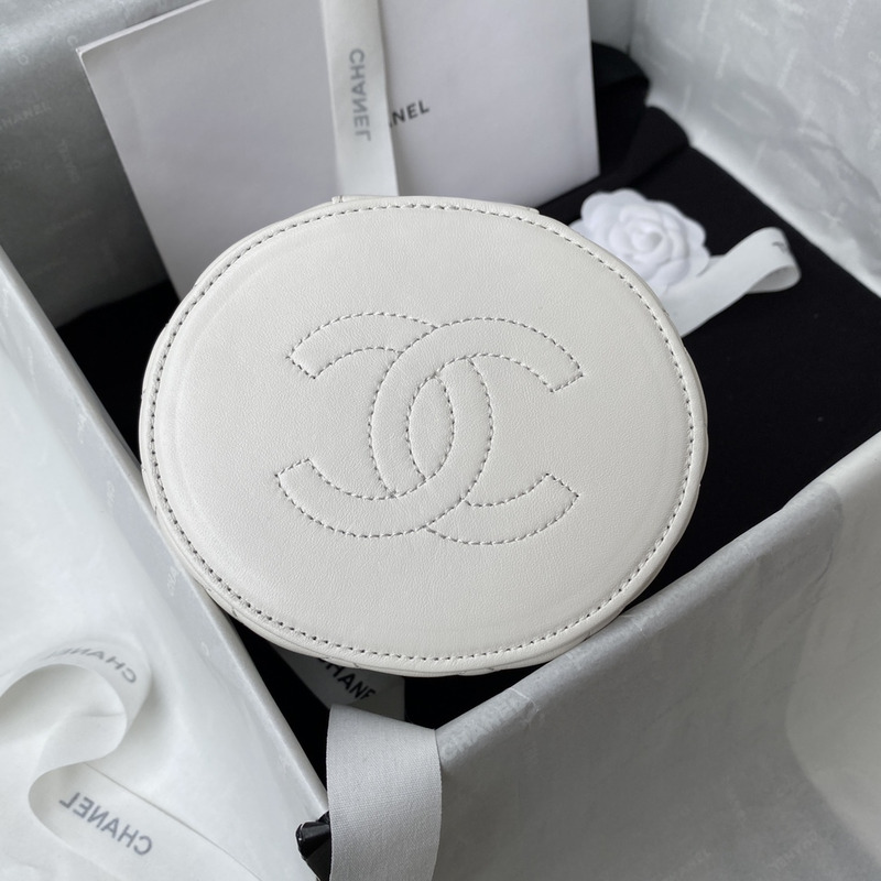 Ch*el white small bucket 13.5cm-13.5cm-11.5cm