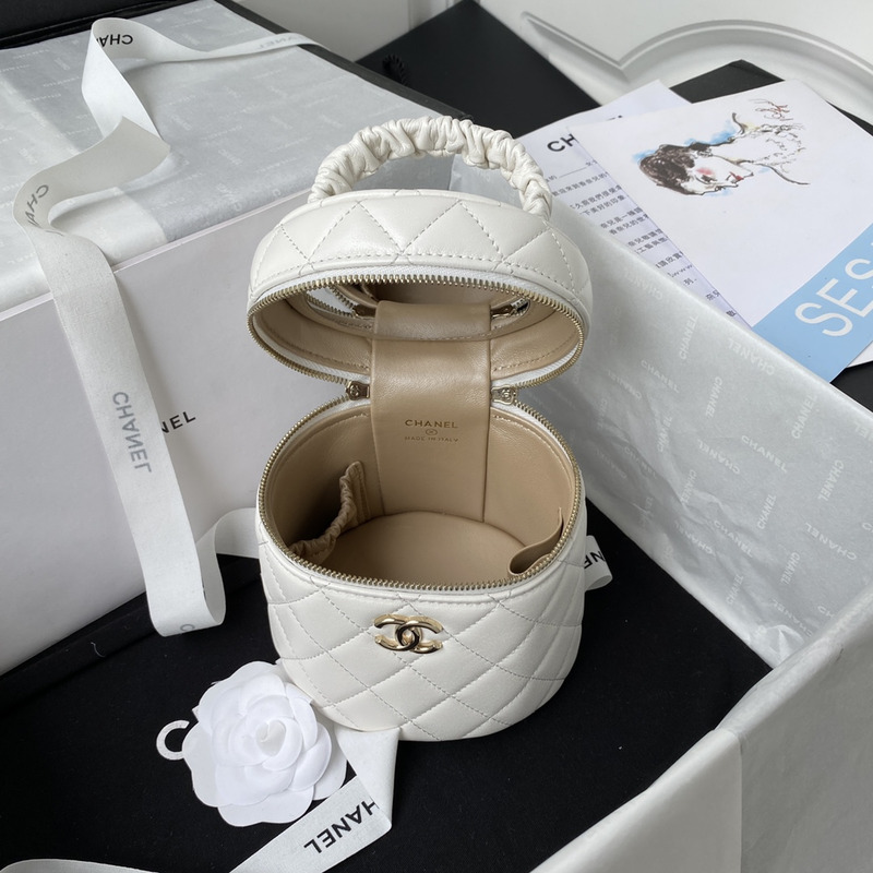 Ch*el white small bucket 13.5cm-13.5cm-11.5cm