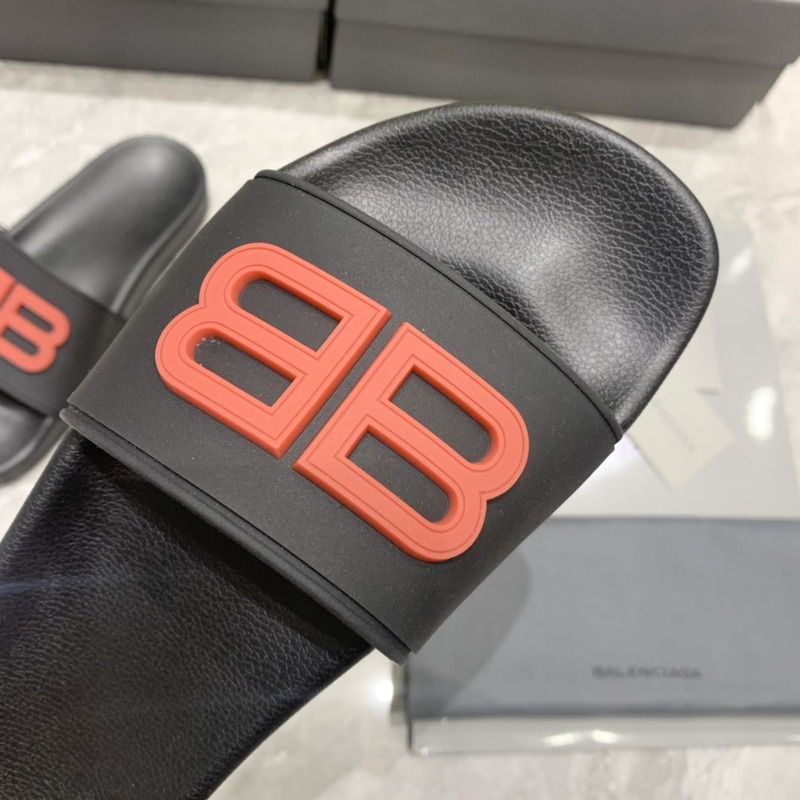 Ba*len*cia*ga pool slides 3d bb logo red black