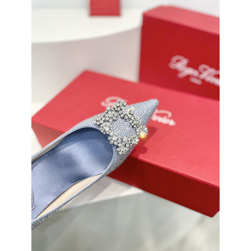 roger u1u1er flower strass heel blue