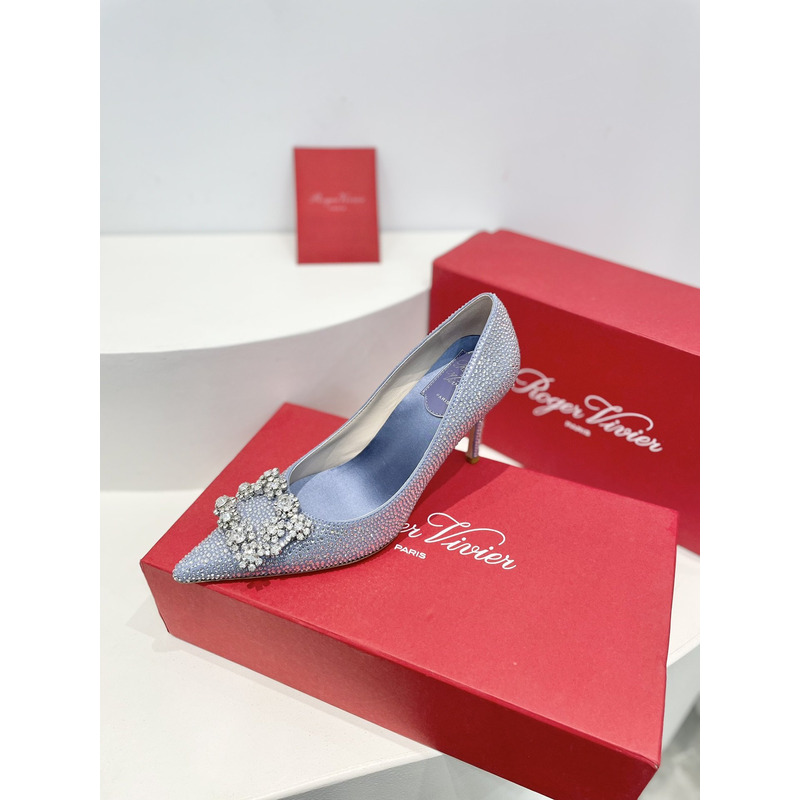 roger u1u1er flower strass heel blue