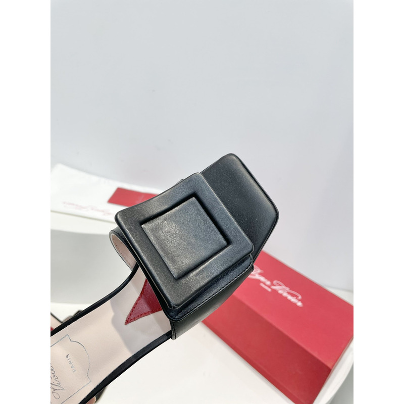 roger u1u1e covered patent leather buckle mules black