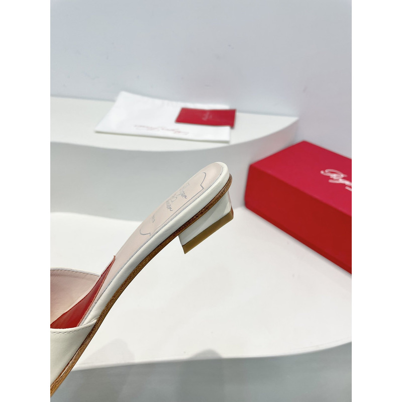 roger u1u1e covered patent leather buckle mules white