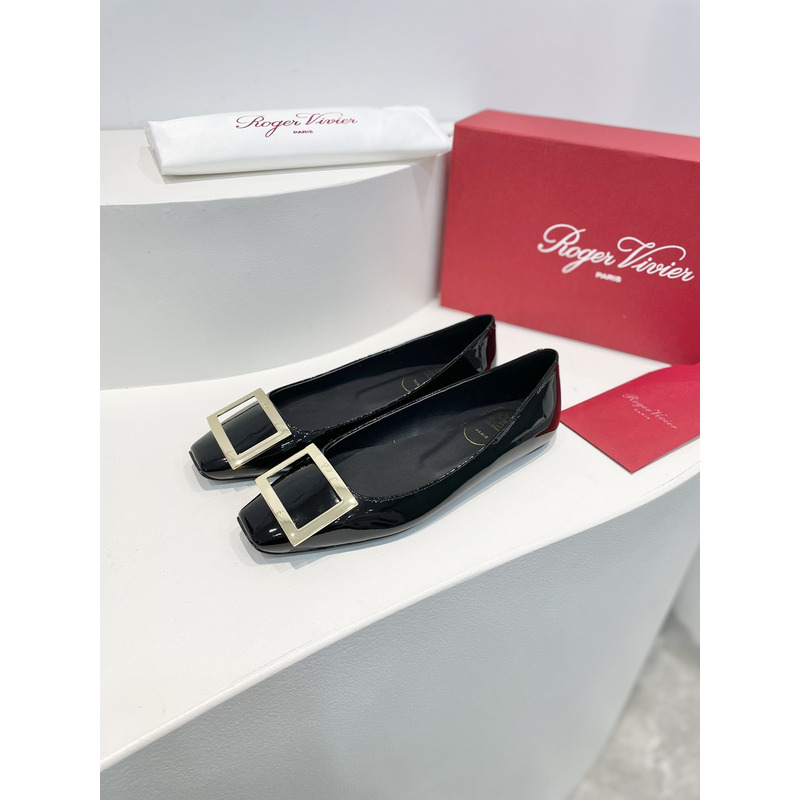 roger u1u1er trompette bellerine patent-leather ballet flats slide black