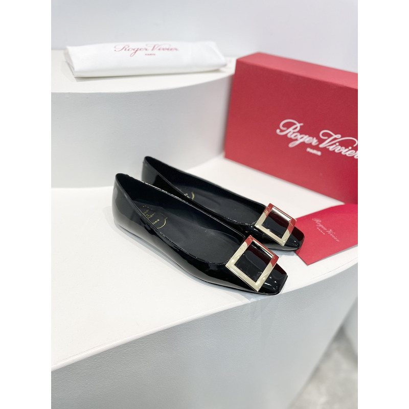 roger u1u1er trompette bellerine patent-leather ballet flats slide black