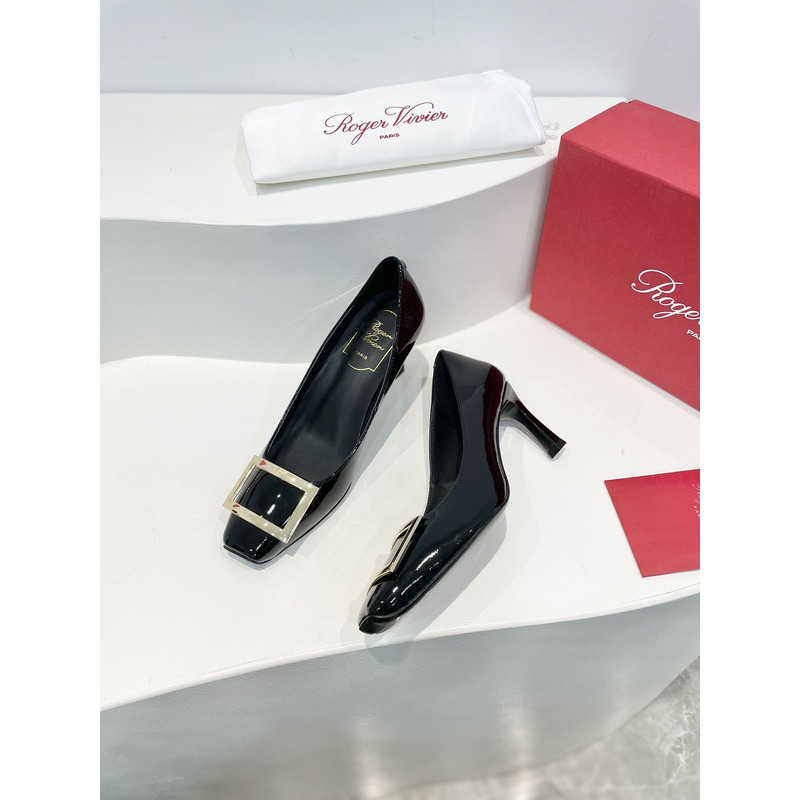 roger u1u1er trompette bellerine patent-leather ballet flats heel black
