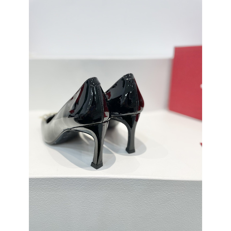 roger u1u1er trompette bellerine patent-leather ballet flats heel black