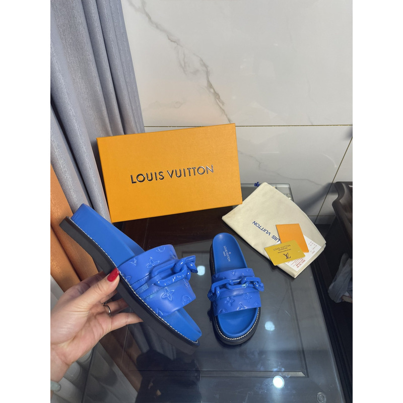 LV Sunset Flat Comfort Mule Sapphire Blue