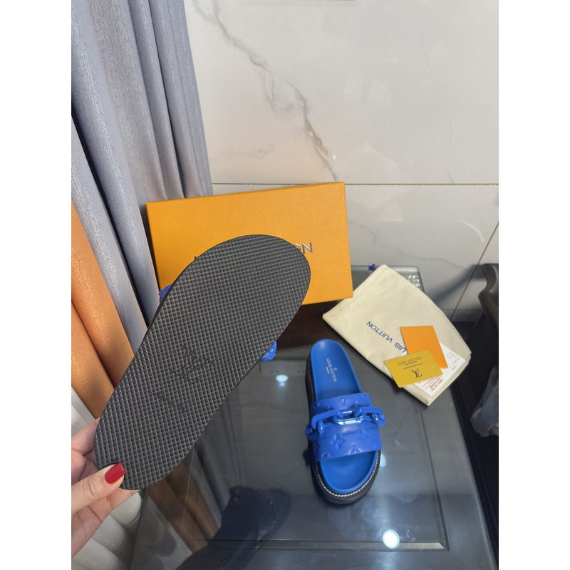 LV Sunset Flat Comfort Mule Sapphire Blue
