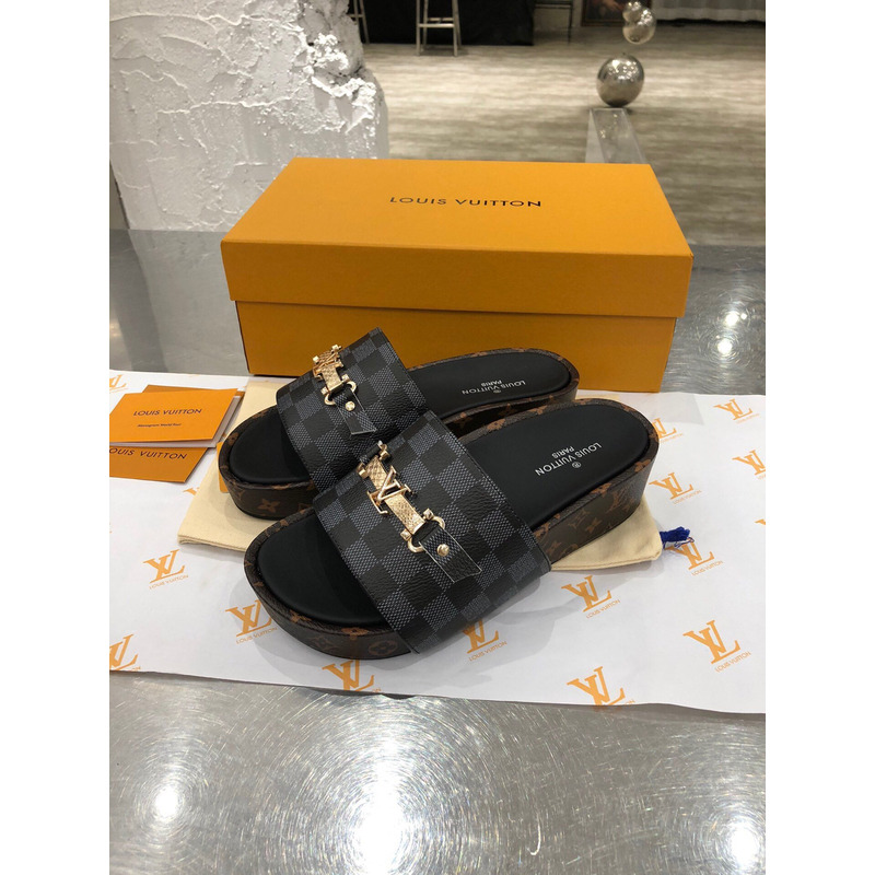 Lv 2021ss Jumbo Flatform Slides Classic Pattern