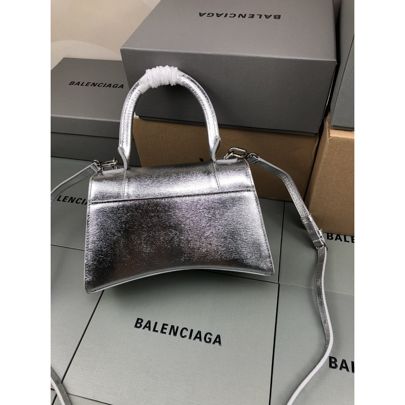Ba*len*cia*ga small hourglass bag water ripple silver