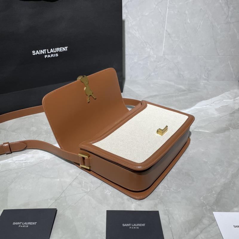 Saint Laurent M Solferino logo Shoulder Bag Brown