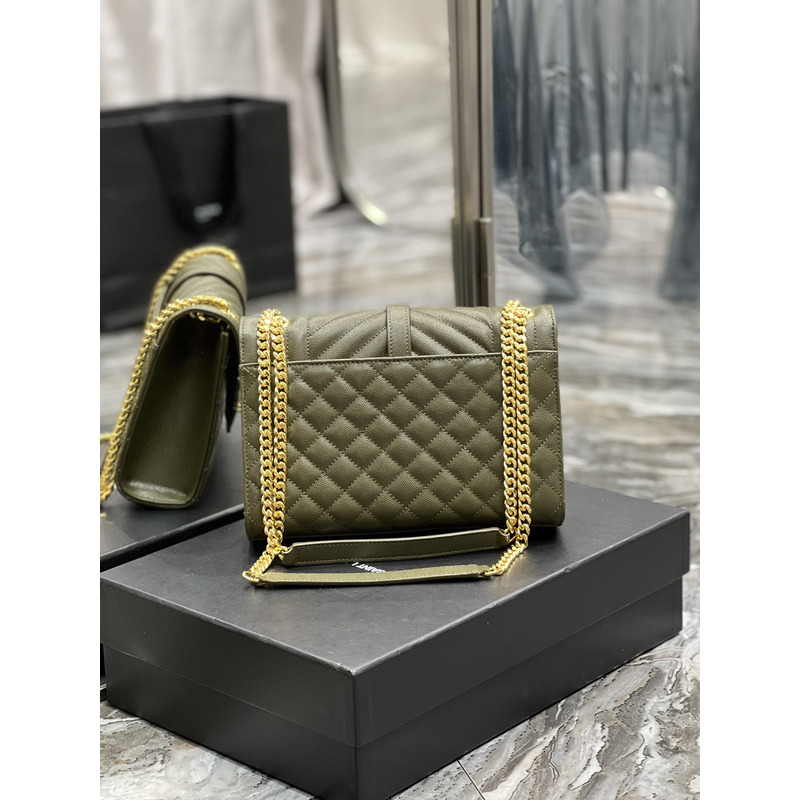 Saint Laurent Leather Messenger Bag Army Green