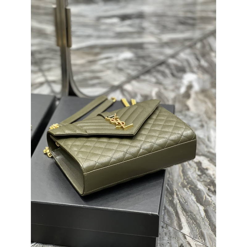 Saint Laurent Leather Messenger Bag Army Green