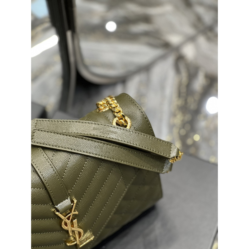 Saint Laurent Leather Messenger Bag Army Green