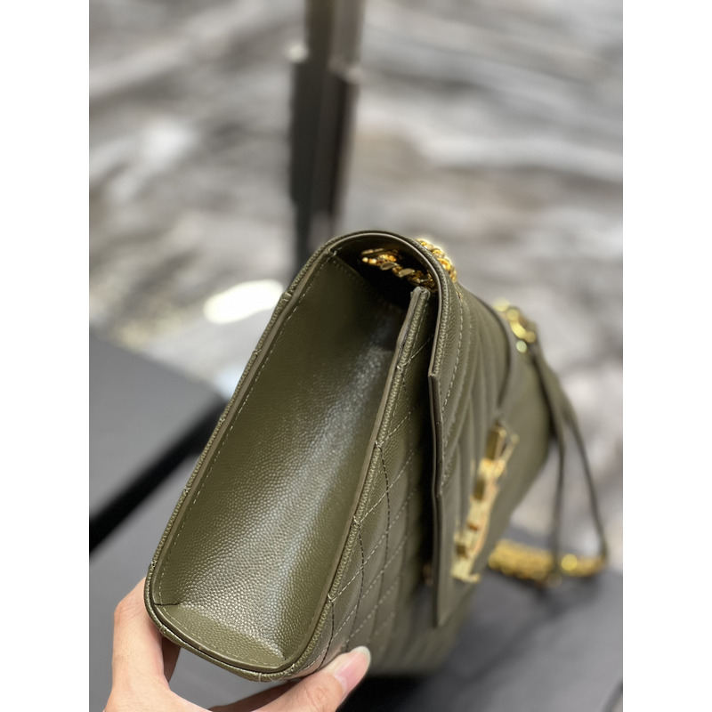 Saint Laurent Leather Messenger Bag Army Green