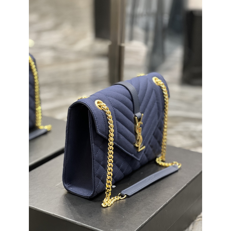 Saint Laurent  Leather Messenger Bag Blue
