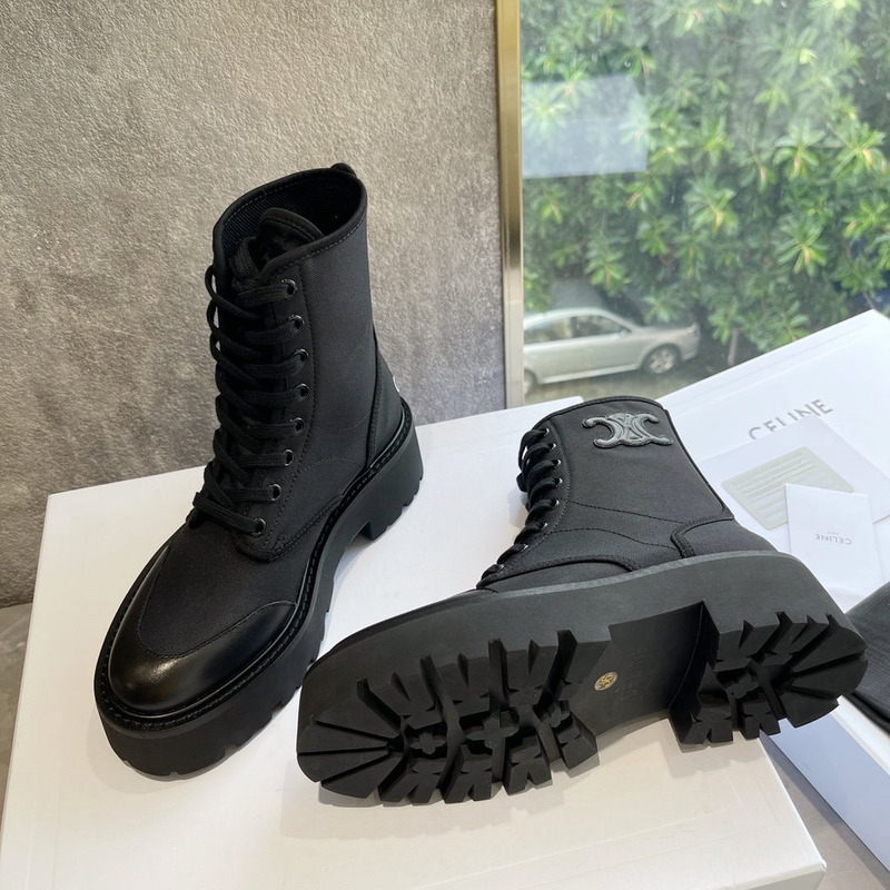 Ce**e bulky laced up boot in nylon and shiny bull
