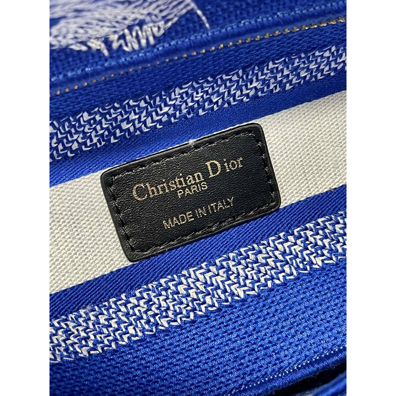 D*or medium lady d-lite print embroidered bag 24 x 20 x 11 cm navy blue