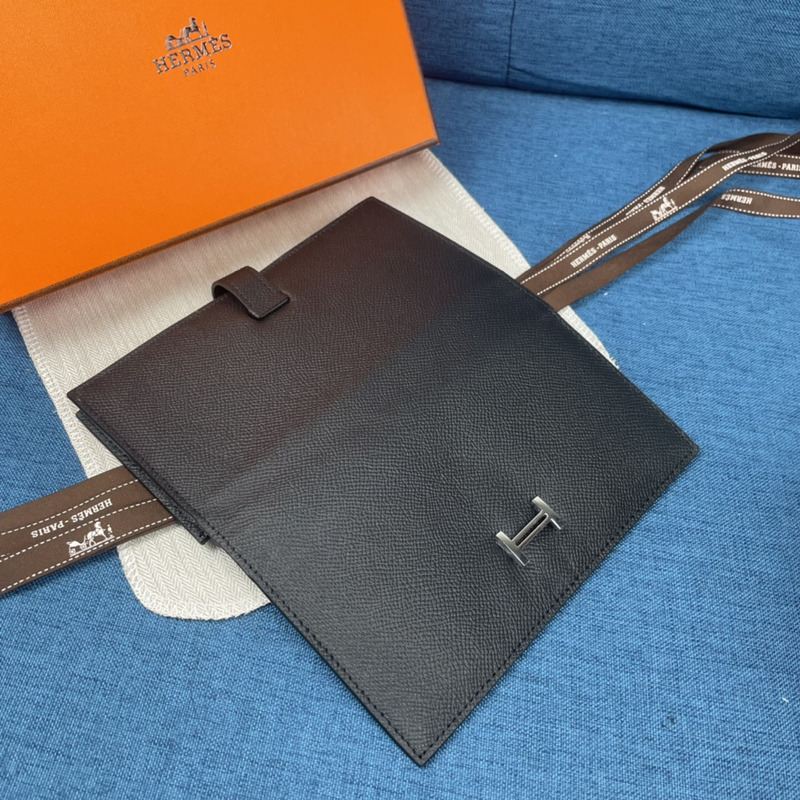 H**mes bearn soufflet epsom leather graphite wallet black