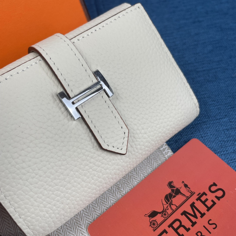 H**mes bearn compact wallet with palladium-plated