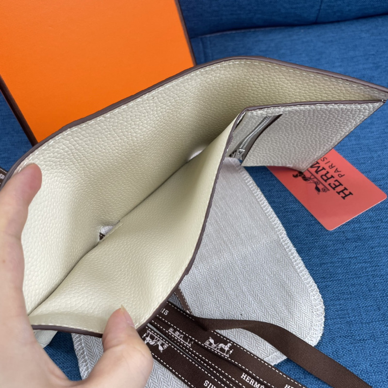 H**mes bearn compact wallet with palladium-plated