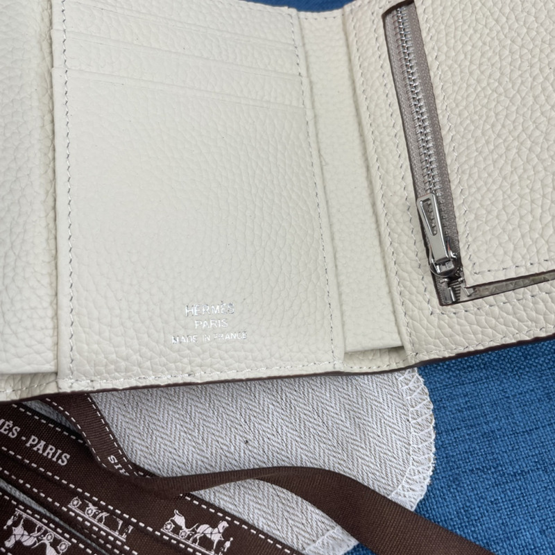 H**mes bearn compact wallet with palladium-plated