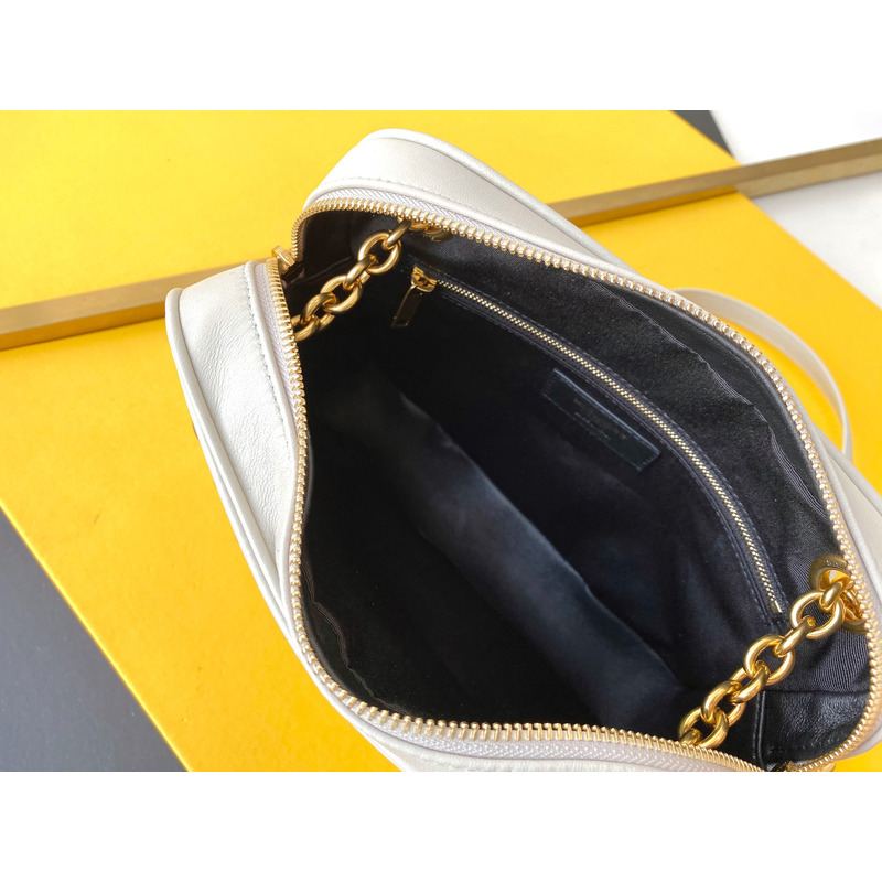 Saint Laurent Saint Laurent Le Maillon Small Chain Bag In Quilted Uilted Sheepskin Vintage White