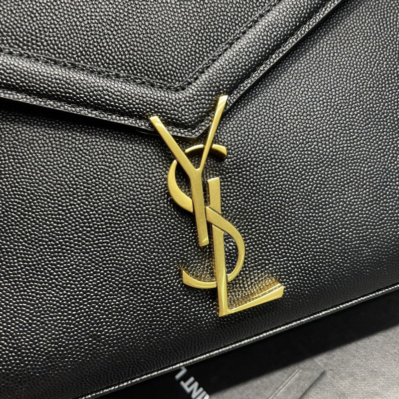 Saint Laurent Cassandra Medium Top Handle Bag In Grain De Poudre Emnossed Leather Black