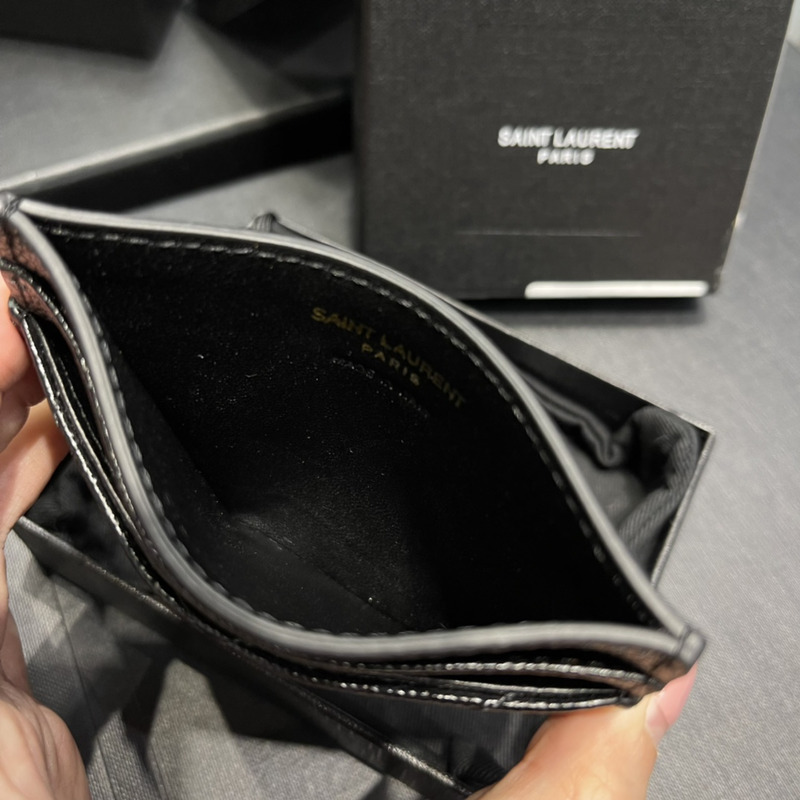 Saint Laurent Monogram Gold Metal Card Hold Black