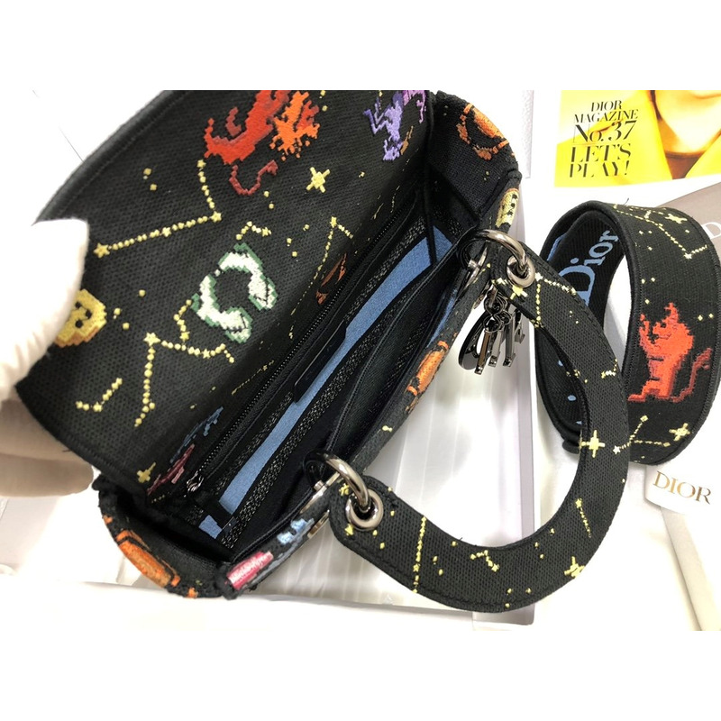 D*or lady d-lite bag black mu multicolor D*or pixel zodiac embroidery