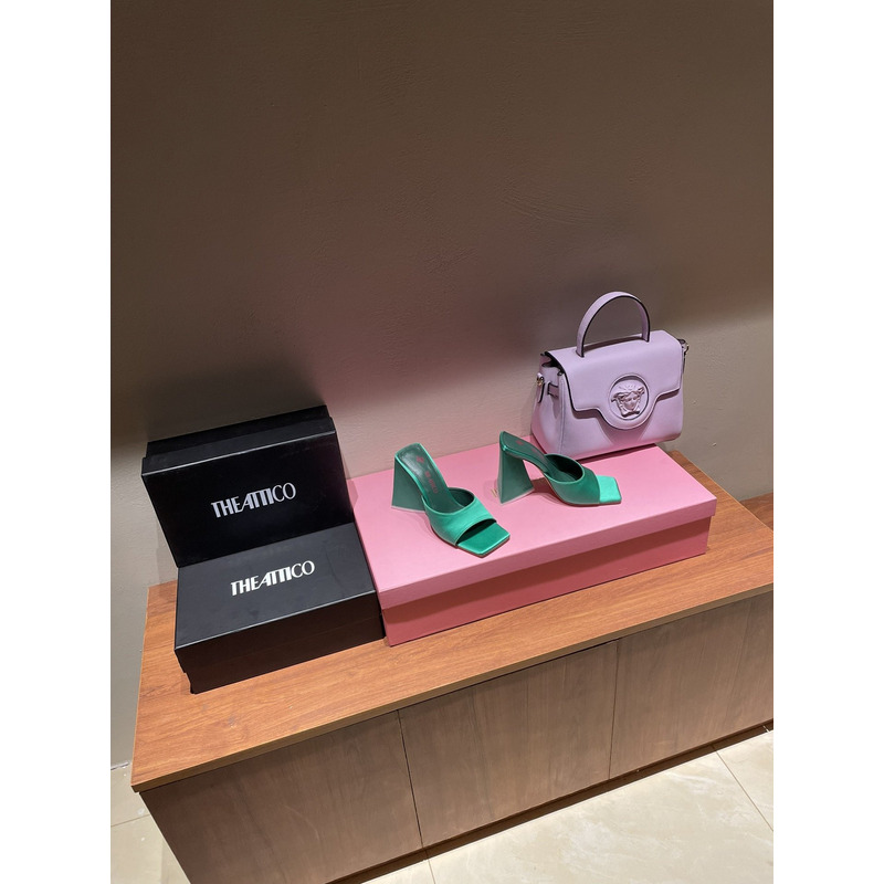 TheAttico Devon satin sandals Green