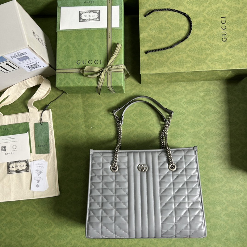 G*u*i gg marmont medium tote bag gray