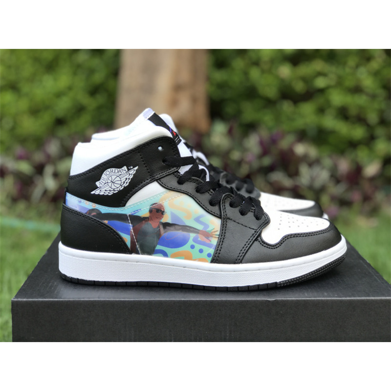 Jordan Air Jordan 1 Mid GS Black/Dark Concord-New Emerald
