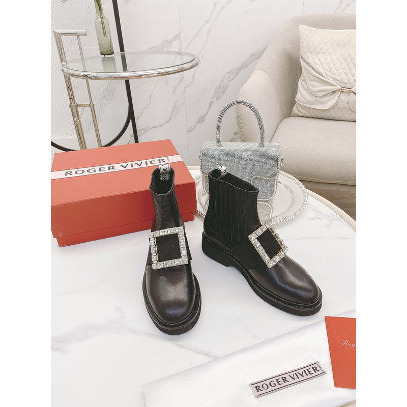 roger u1u1er viv ranger crystal-embellished patent-leather chelsea boots brown