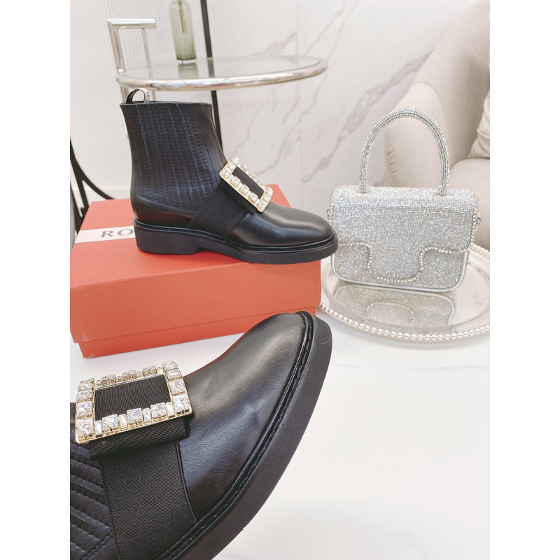roger u1u1er viv ranger crystal-embellished patent-leather chelsea boots brown