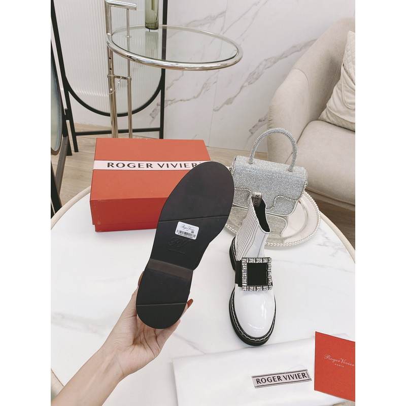 roger u1u1er viv ranger crystal-embellished patent-leather chelsea boots white