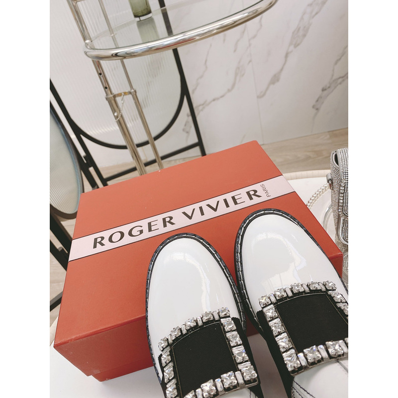 roger u1u1er viv ranger crystal-embellished patent-leather chelsea boots white