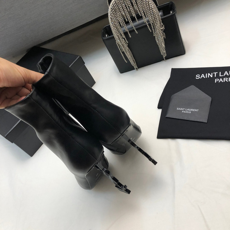 Saint Laurent Opyum Booties with Black Heel Ankle Boots