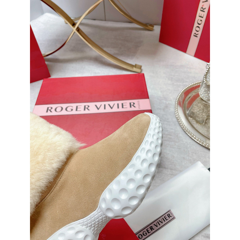 roger u1u1er run light fur ankle boots in suede