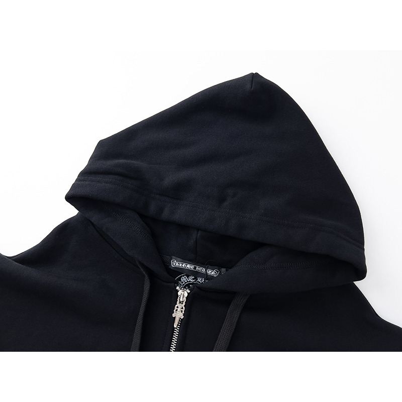 Ch*0me He**ts multicolor cemetery cross zip up hoodie black