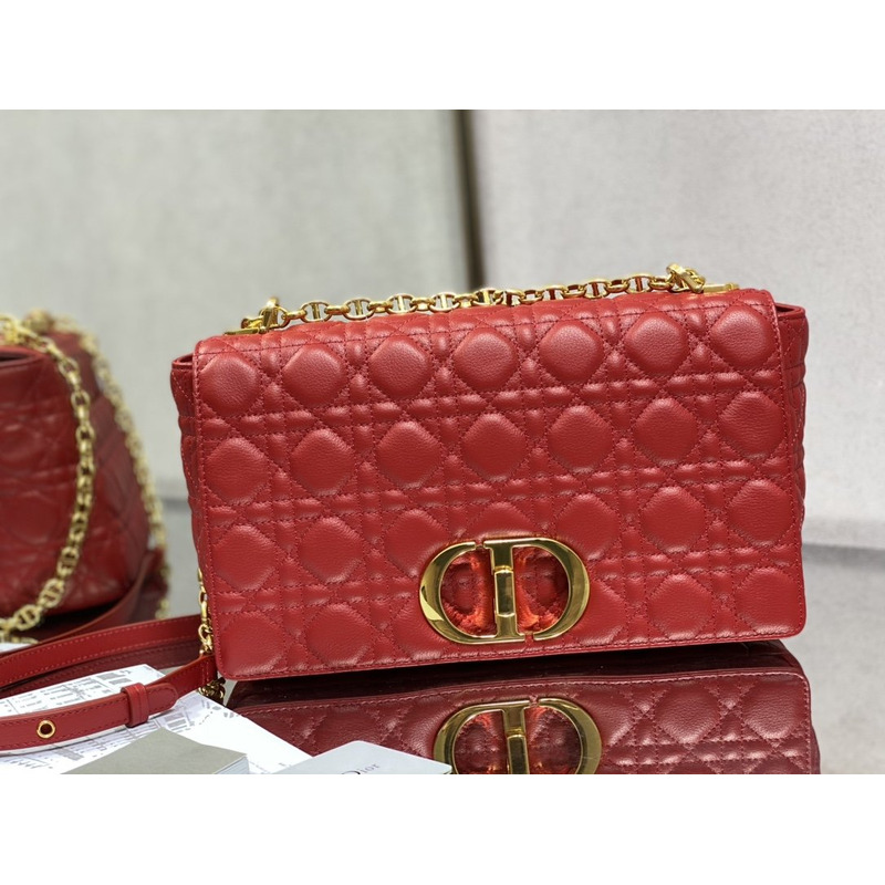 D*or caro bag beige soft calfskin red