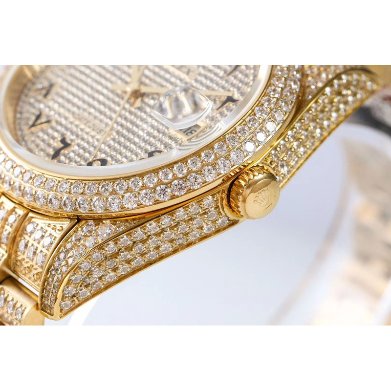 rolex Di*m*nd iced out rolex datejust 41 | 25 carats of Di*m*nds full Di*m*nd arabic dial