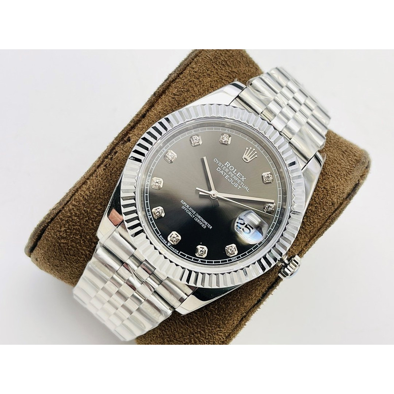 rolex stainless steel grey dial Di*m*nds inside 41mm