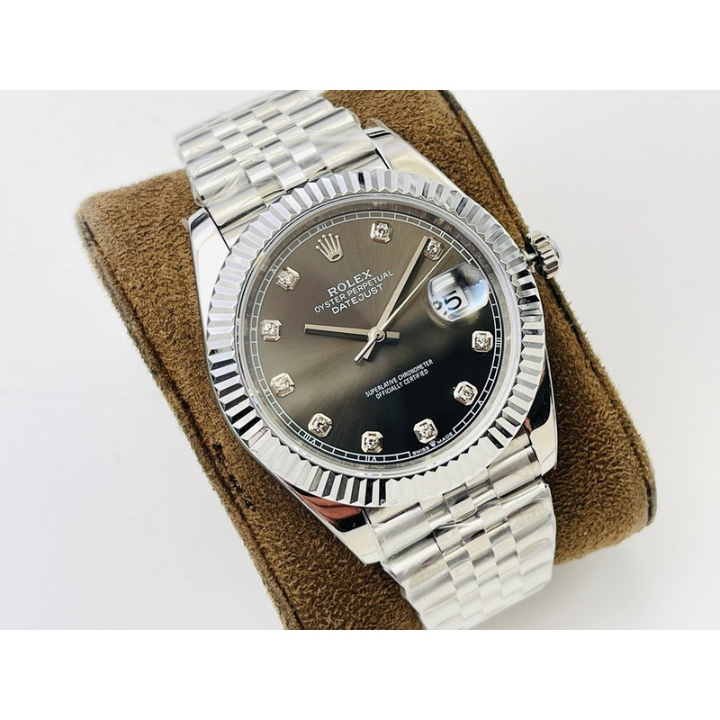 rolex stainless steel grey dial Di*m*nds inside 41mm