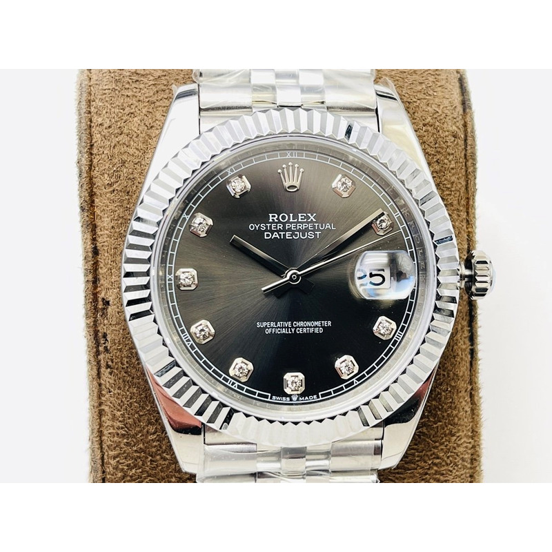 rolex stainless steel grey dial Di*m*nds inside 41mm