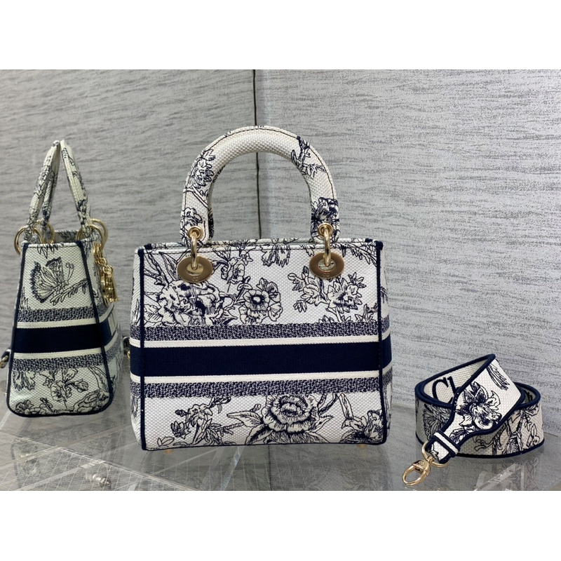 D*or medium lady d-lite bag cream zodiac jouy print embroidery