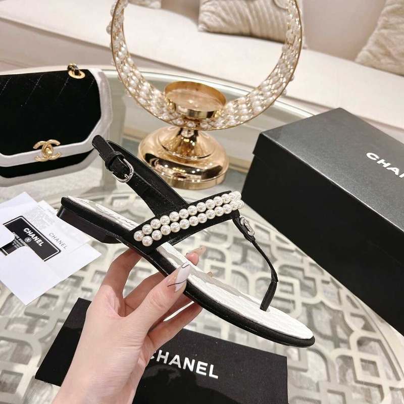 Ch*el pearl sandals black