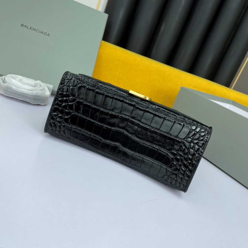 Ba*len*cia*ga hourglass s bag in crocodile-effect leather black