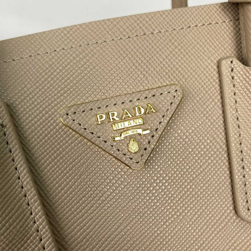 Pra*a double saffiano leather mini bag sand color